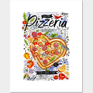 Food poster, pizza, fast food, love, pizza heart Posters and Art